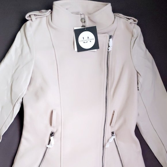 Cream Leather Vegan Jacket - Picture 3 of 4